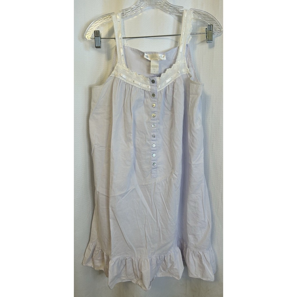 Eileen West Light Blue Chemise Nightgown Small Sleeveless Lace Trim Cottagecore